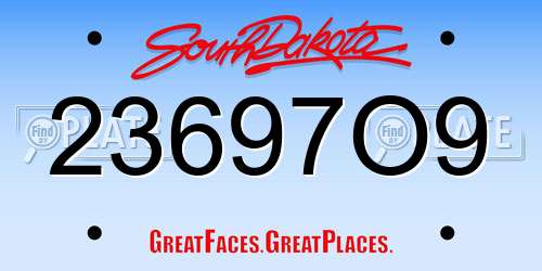 23697O9 South Dakota License Plate