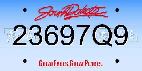 23697Q9 South Dakota License Plate