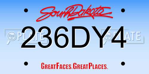 236DY4 South Dakota License Plate