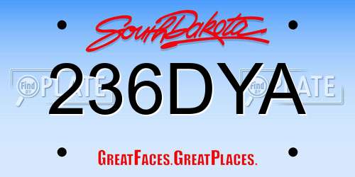 236DYA South Dakota License Plate