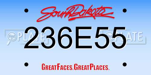 236E55 South Dakota License Plate