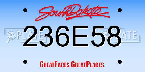 236E58 South Dakota License Plate