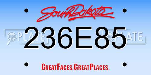 236E85 South Dakota License Plate