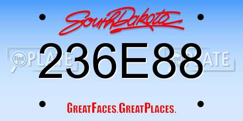 236E88 South Dakota License Plate
