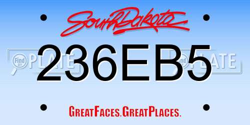236EB5 South Dakota License Plate