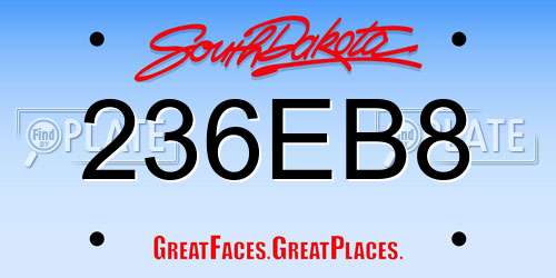 236EB8 South Dakota License Plate