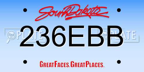 236EBB South Dakota License Plate