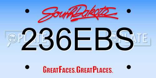 236EBS South Dakota License Plate