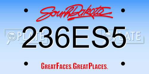 236ES5 South Dakota License Plate