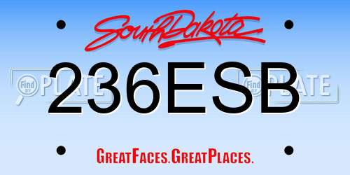 236ESB South Dakota License Plate