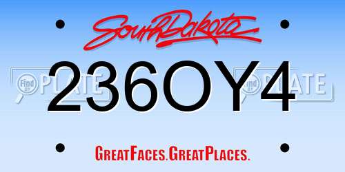 236OY4 South Dakota License Plate