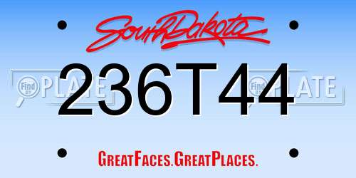 236T44 South Dakota License Plate