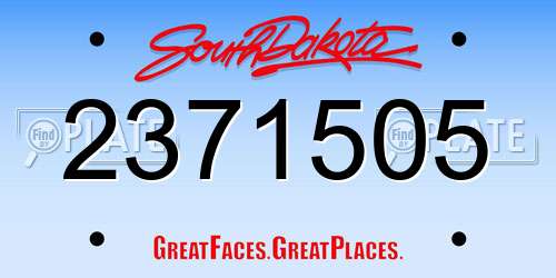 2371505 South Dakota License Plate