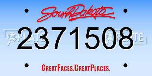 2371508 South Dakota License Plate