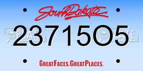 23715O5 South Dakota License Plate