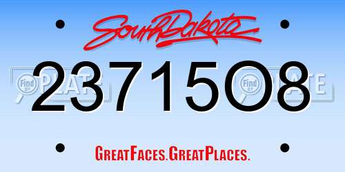 23715O8 South Dakota License Plate