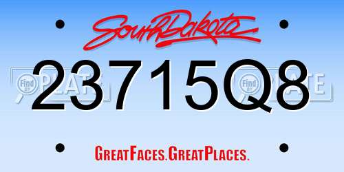 23715Q8 South Dakota License Plate