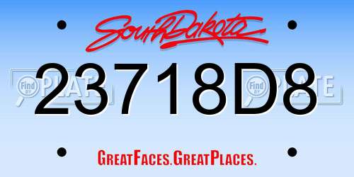 23718D8 South Dakota License Plate