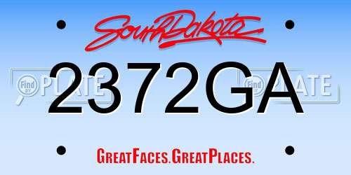 2372GA South Dakota License Plate