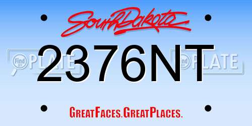 2376NT South Dakota License Plate