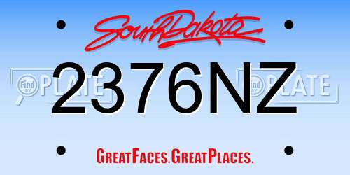 2376NZ South Dakota License Plate