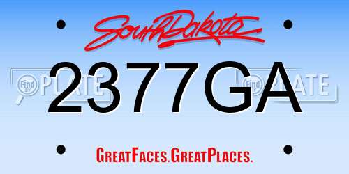 2377GA South Dakota License Plate