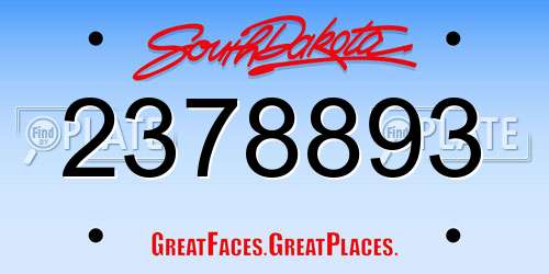 2378893 South Dakota License Plate