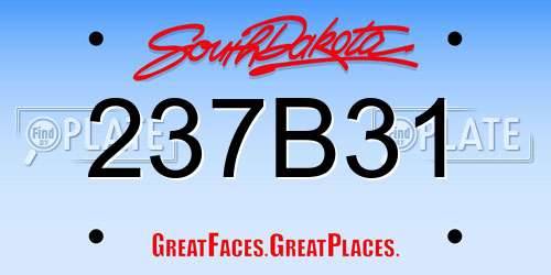237B31 South Dakota License Plate