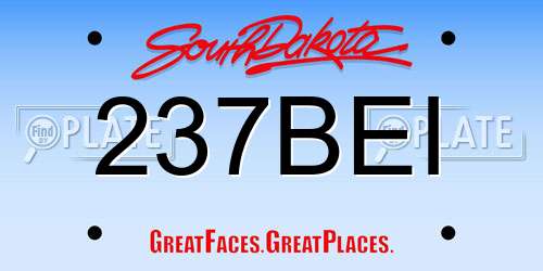 237BEI South Dakota License Plate
