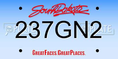 237GN2 South Dakota License Plate