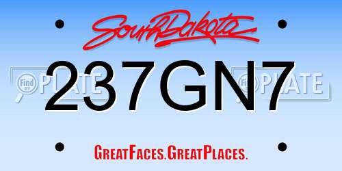 237GN7 South Dakota License Plate