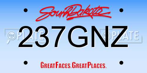 237GNZ South Dakota License Plate