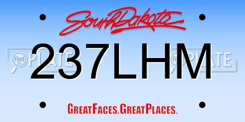 237LHM South Dakota License Plate
