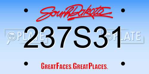 237S31 South Dakota License Plate