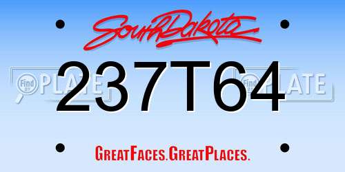 237T64 South Dakota License Plate