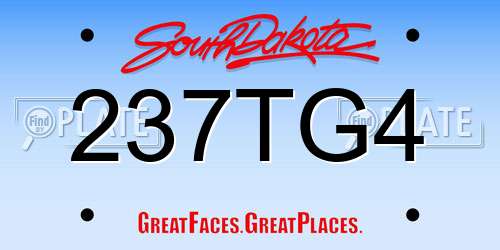 237TG4 South Dakota License Plate