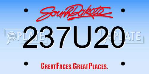 237U20 South Dakota License Plate
