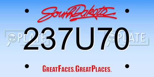 237U70 South Dakota License Plate