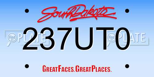 237UT0 South Dakota License Plate