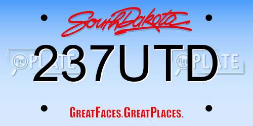 237UTD South Dakota License Plate