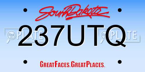 237UTQ South Dakota License Plate