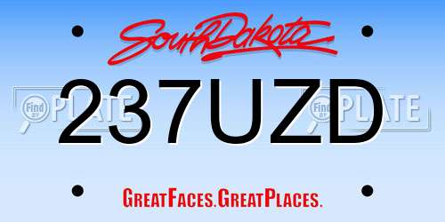 237UZD South Dakota License Plate