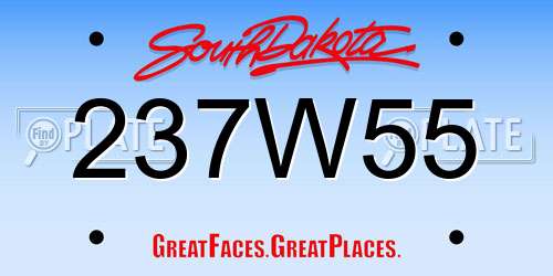 237W55 South Dakota License Plate
