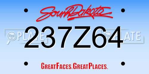 237Z64 South Dakota License Plate