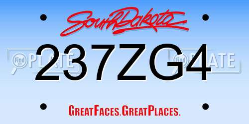 237ZG4 South Dakota License Plate