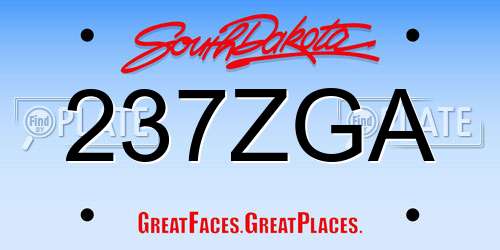 237ZGA South Dakota License Plate