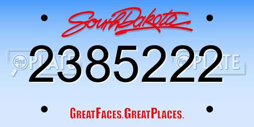 2385222 South Dakota License Plate