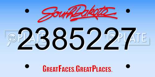 2385227 South Dakota License Plate