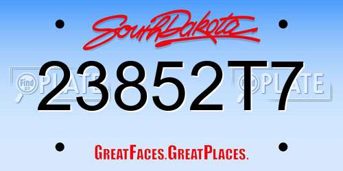 23852T7 South Dakota License Plate