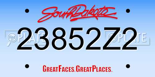 23852Z2 South Dakota License Plate